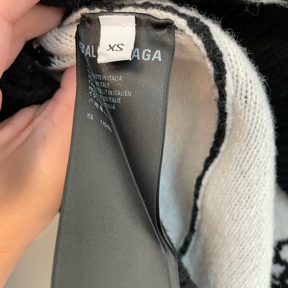 Black and White Mens Balenciaga Allover Logo Crewneck - Picture 4 of 4